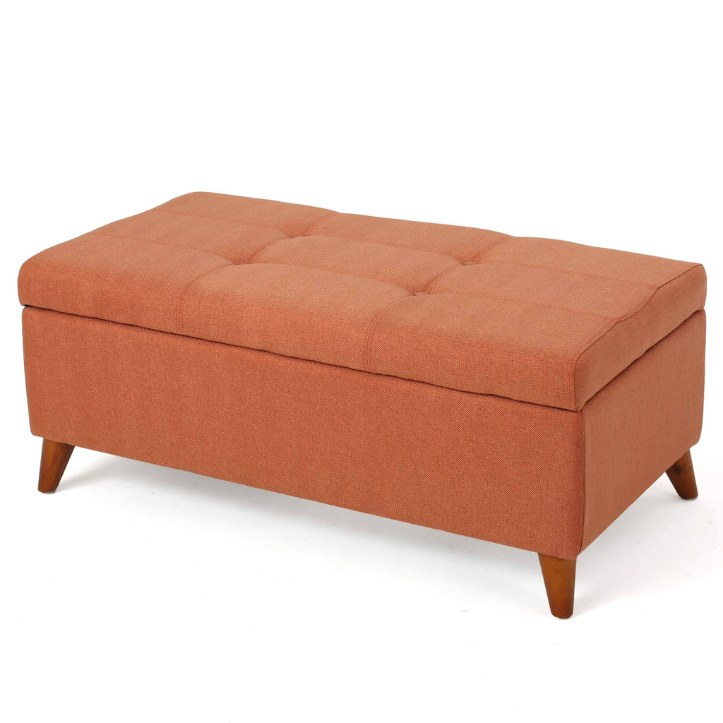 Orange Fabric Storage Ottoman I11515