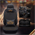 Luxury PU Leather Car Seat Covers 5 Seats Full Set Black-Gold Z40939