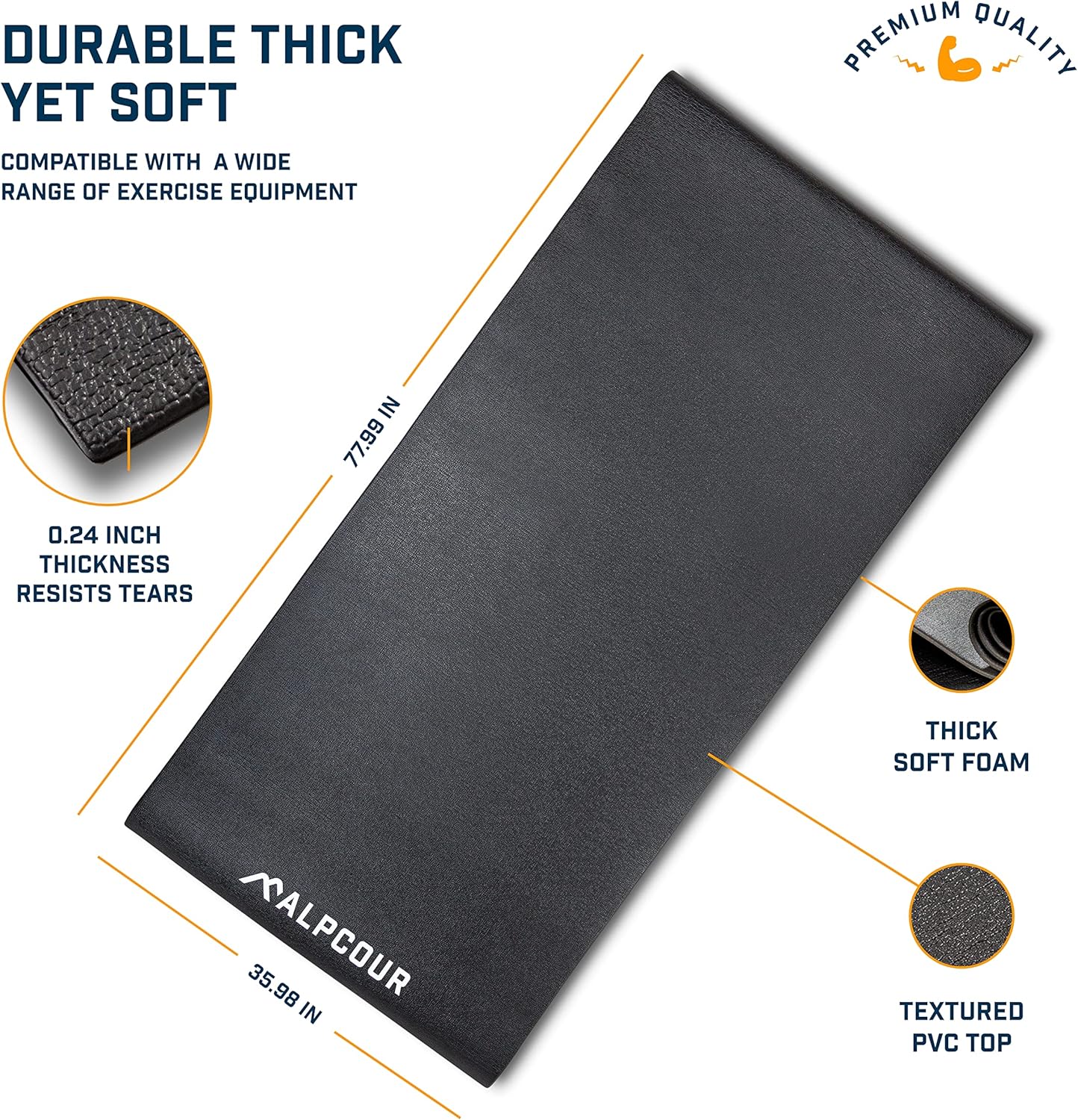 Bike Trainer Mat 36”x78” Water-resistant Anti-slip Noise Insulation T2965