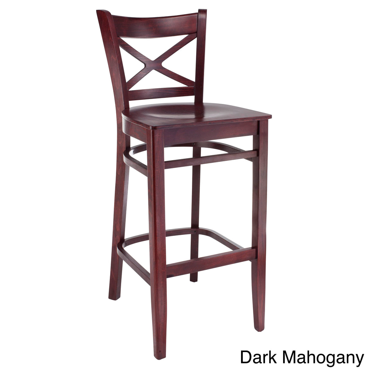 Walnut Cross Back Bar Stool with Wood Seat T890773