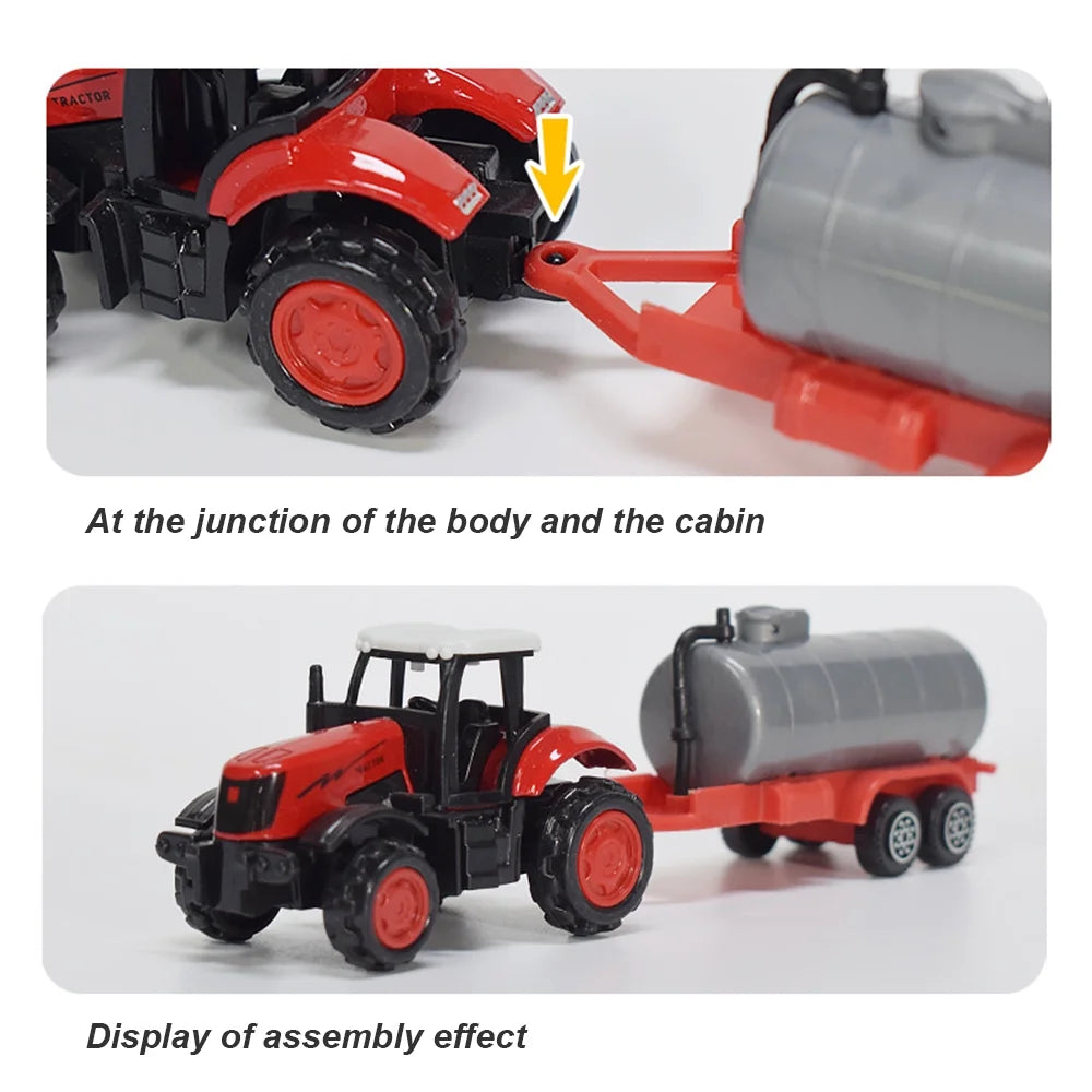 1:64 3PCS Die-Cast Metal Farm Tractors Truck and Trailers Set Toy G58919