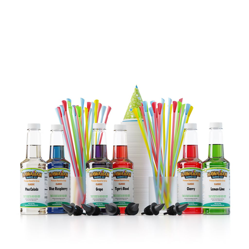 6 Flavor Shaved Ice Syrup Fun Pack with Accessories C8393