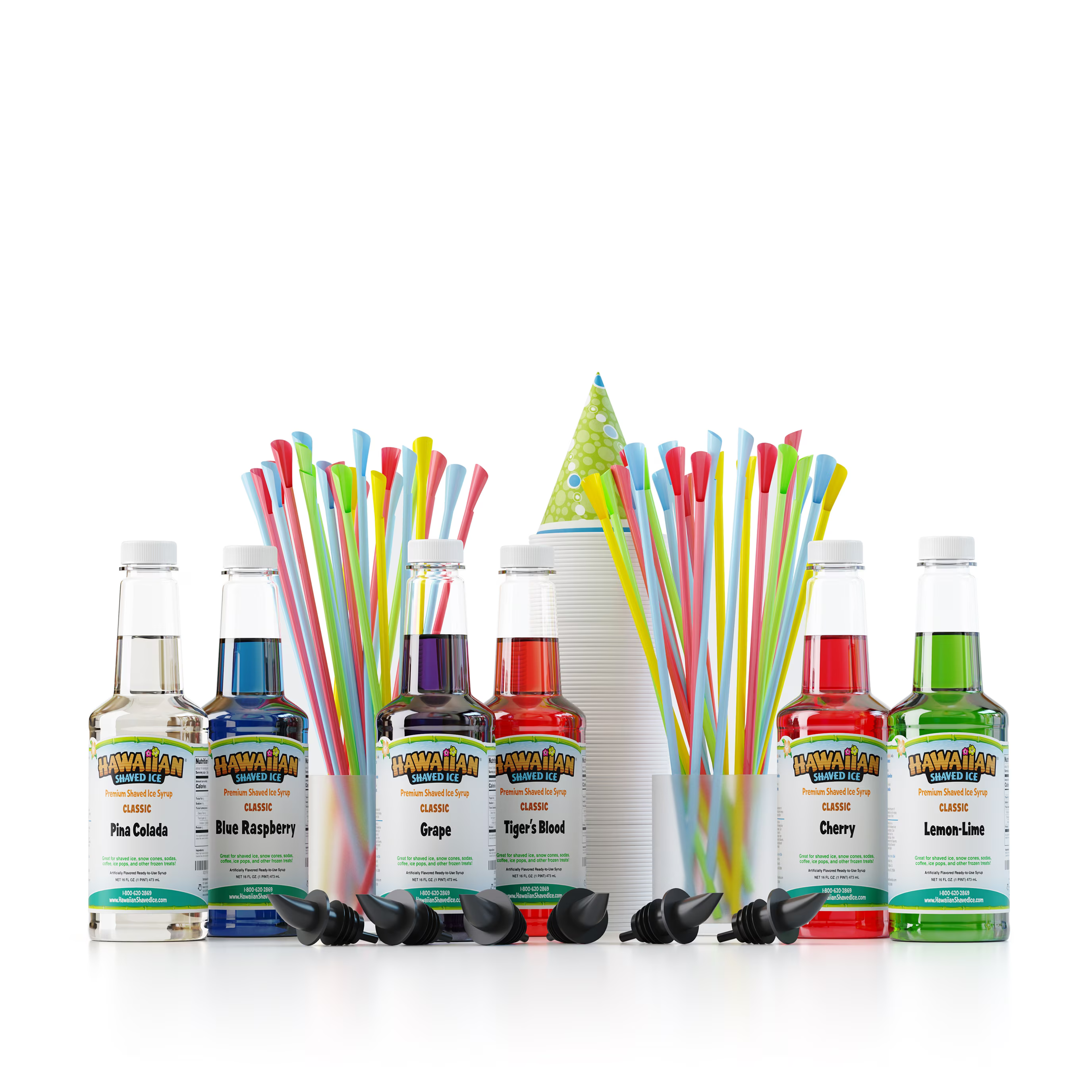 6 Flavor Shaved Ice Syrup Fun Pack with Accessories C8393