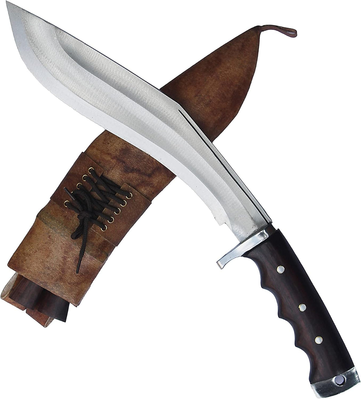 11” Blade Carbon Steel Kukri with Rosewood Handle and Leather Scabbard M77041