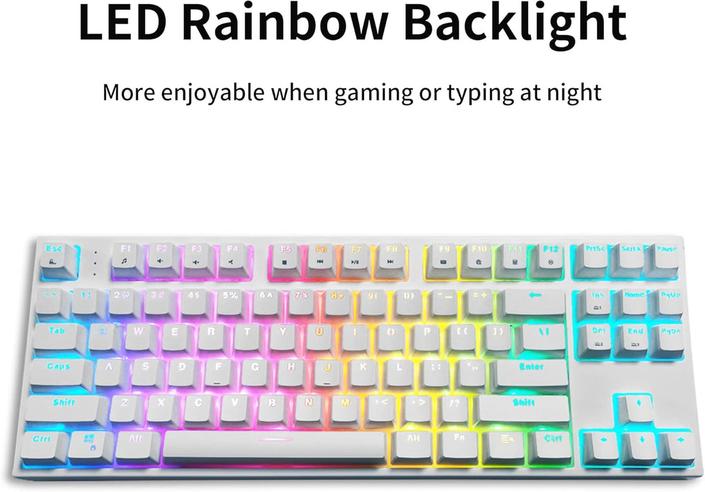 White 87 Keys Wired Mechanical Gaming Keyboard P643