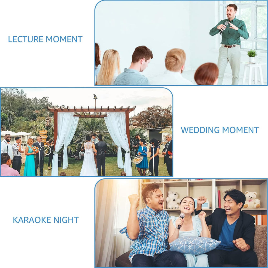 Portable Wireless UHF Karaoke Microphone with 2 Handheld Mics, 280ft Range, Pack of 2 T6052