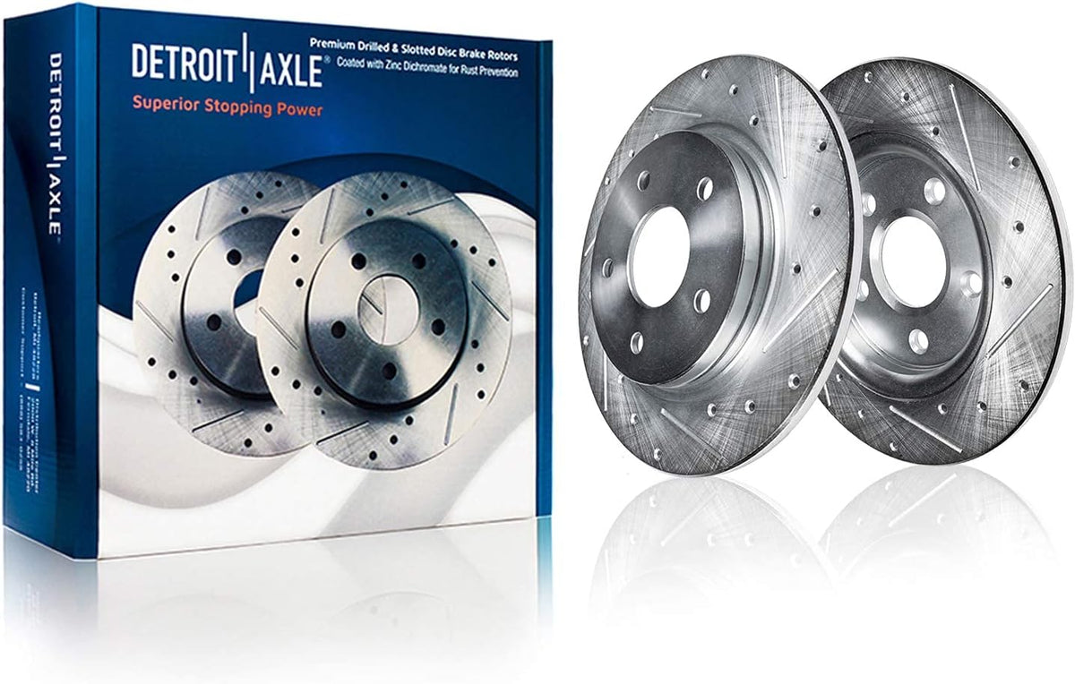 Front and Rear Drilled & Slotted Rotors Brake Pads 10pc Set V6504