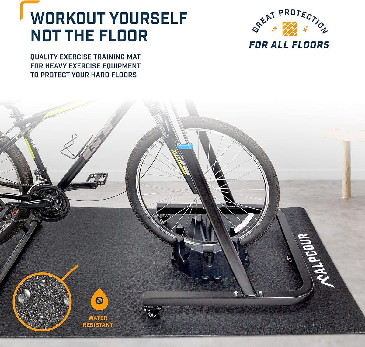 Bike Trainer Mat 36”x78” Water-resistant Anti-slip Noise Insulation T2965