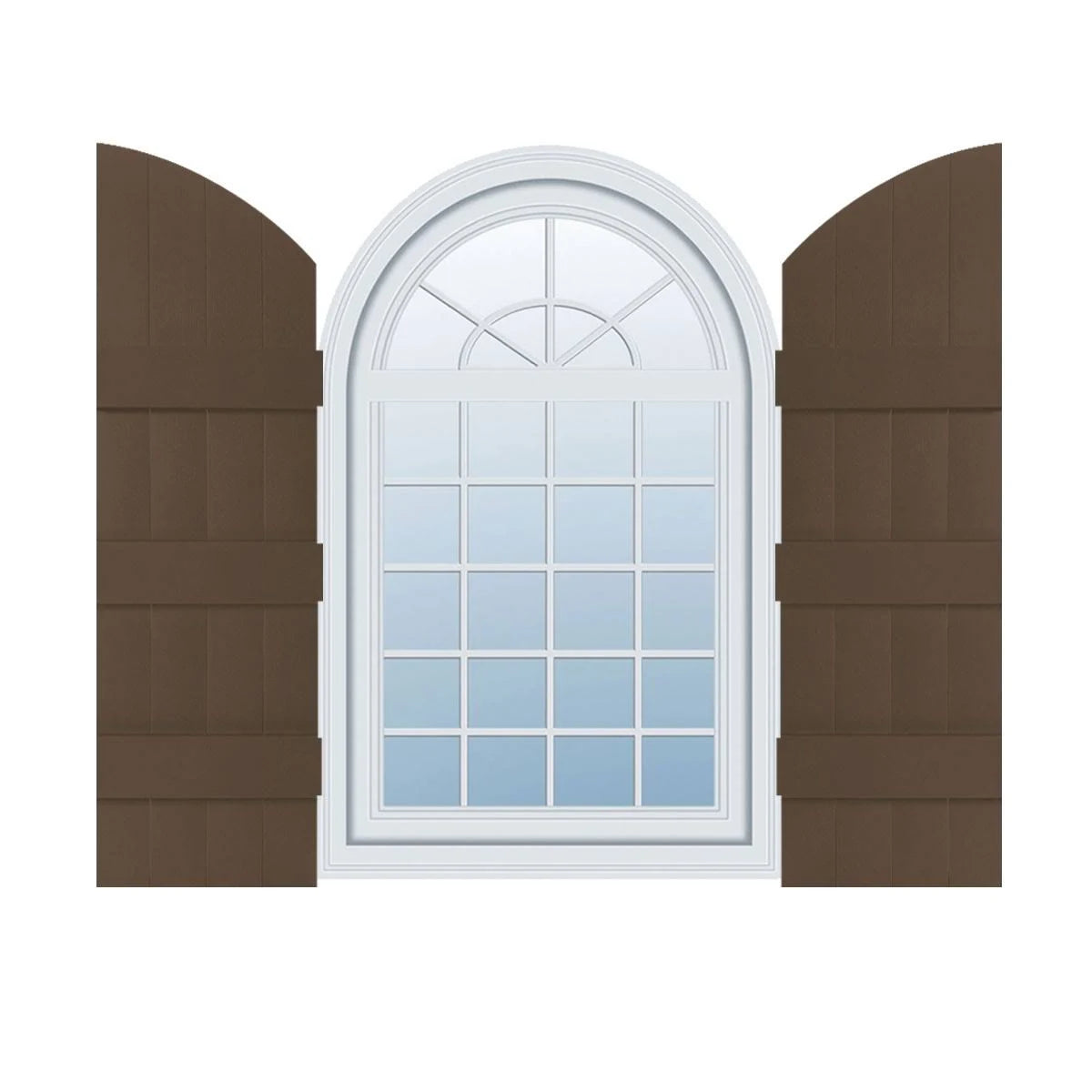 14 in. x 78 in. Vinyl Board and Batten Shutters Pair Federal Brown V553