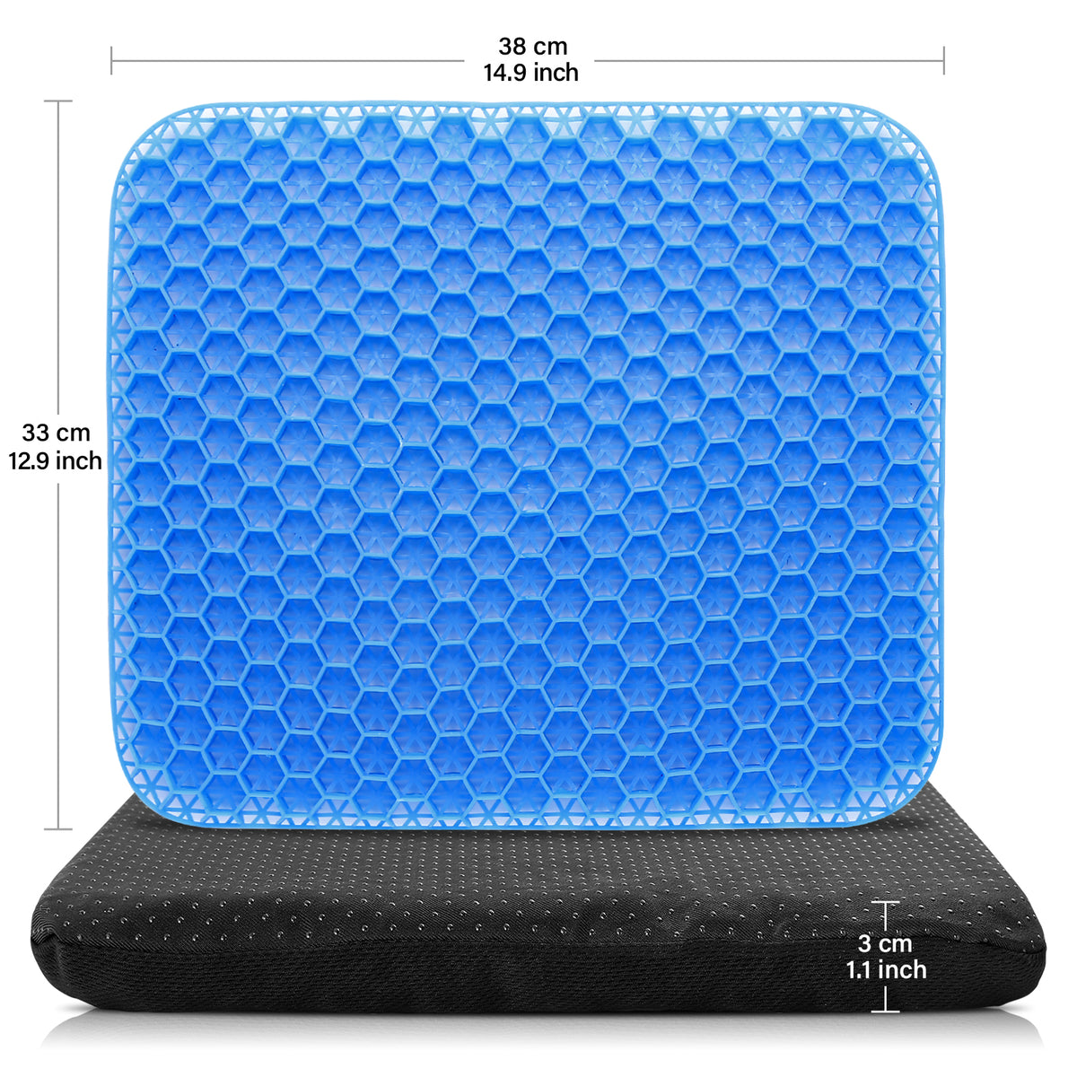 Gel Kayak Seat Cushion with Washable Non-Slip Cover, Waterproof Double Thicken Layer, Breathable Honeycomb Design, 14.9inch*12.9inch*1.1inch C15705
