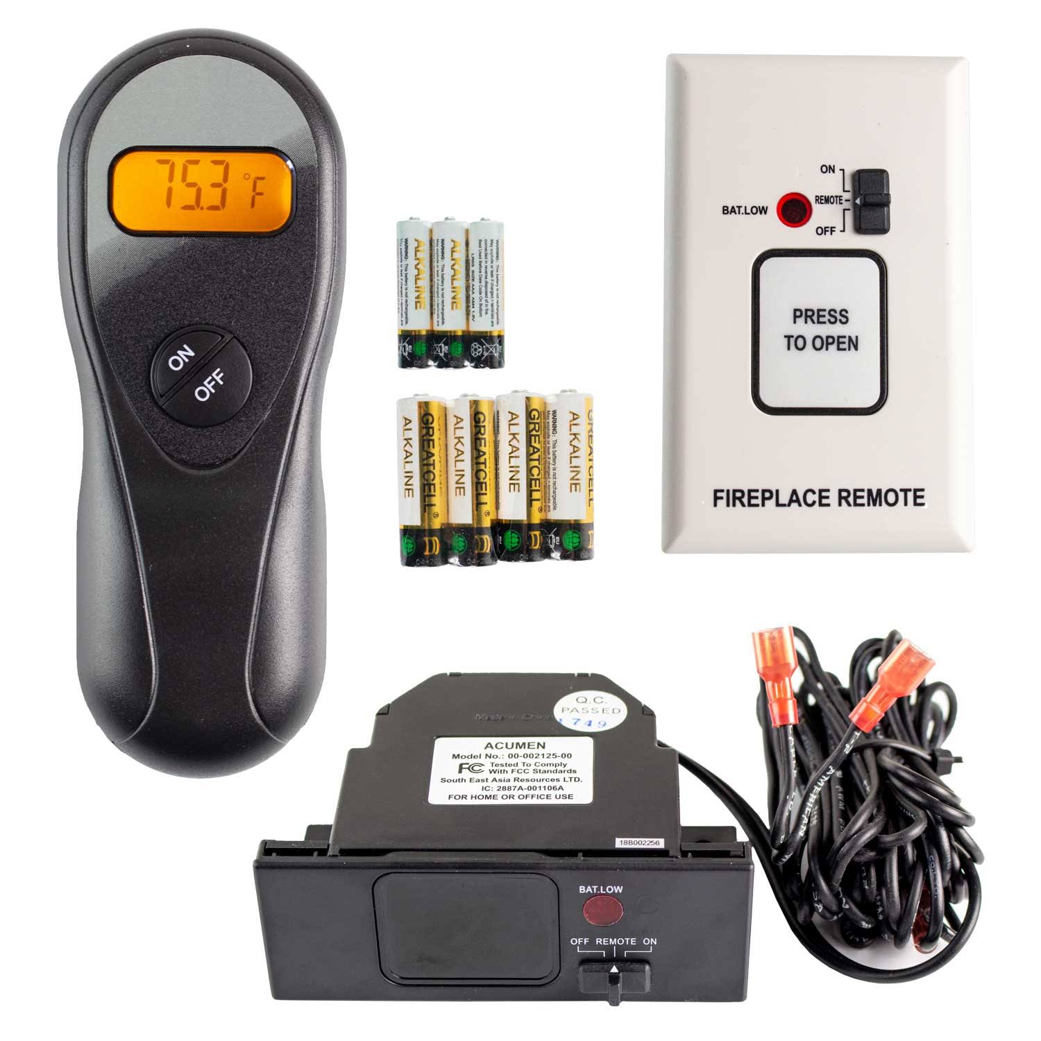 On/Off Fireplace Remote Control with 9-foot Wires R555