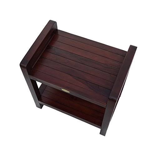 Teak Shower Stool with Arms and Shelf H201852