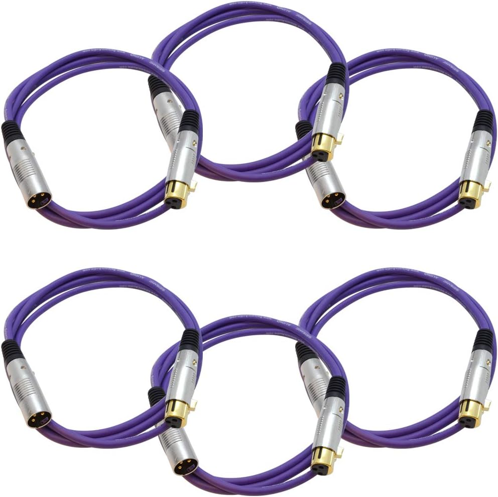 6 Pack 6 Foot Gold Plated Orange XLR Microphone Cable R49635