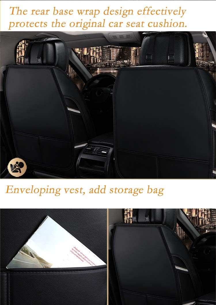 Luxury PU Leather Car Seat Covers 5 Seats Full Set Black-Gold Z40939