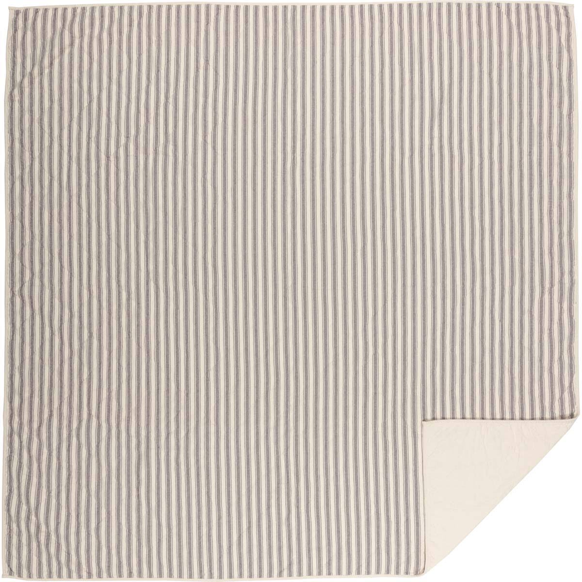 King Gray Ticking Stripe Quilt F969310