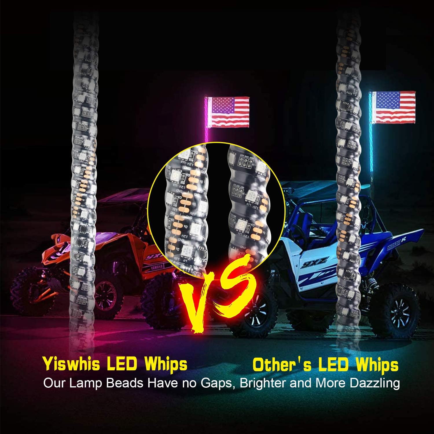 2 Pack 5FT Lighted Whips with Remote K872