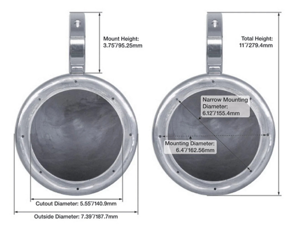 6.5" 150 Watt Silver Marine Boat Wakeboard Tower Speakers D407