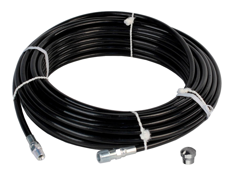 1/8in. x 100ft. 4800 PSI Thermoplastic Sewer Jetter Hose with 6.0 Orifice Button Nose Nozzle A983