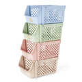 Stackable Plastic Storage Baskets Set of 4 Blue X438