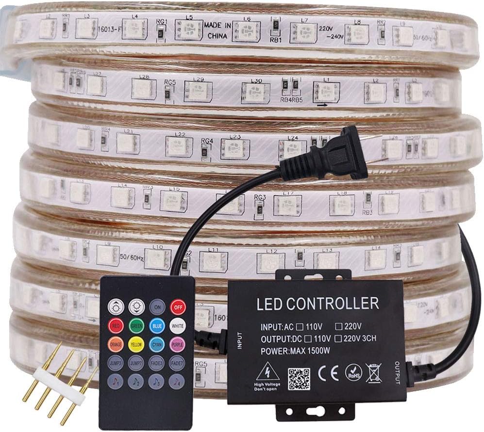 LED Strip Lights with Bluetooth Control RGB Waterproof Rope Light Strip (328ft/100m) R960