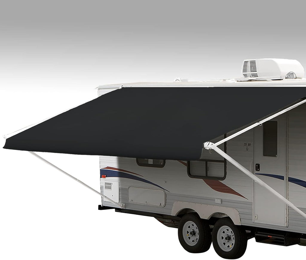 Solid Black 13' Vinyl RV Awning Fabric Replacement D571378