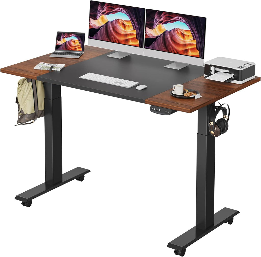63 x 24 Inches Electric Standing Desk with Espresso and Black Top and Black Frame R13180
