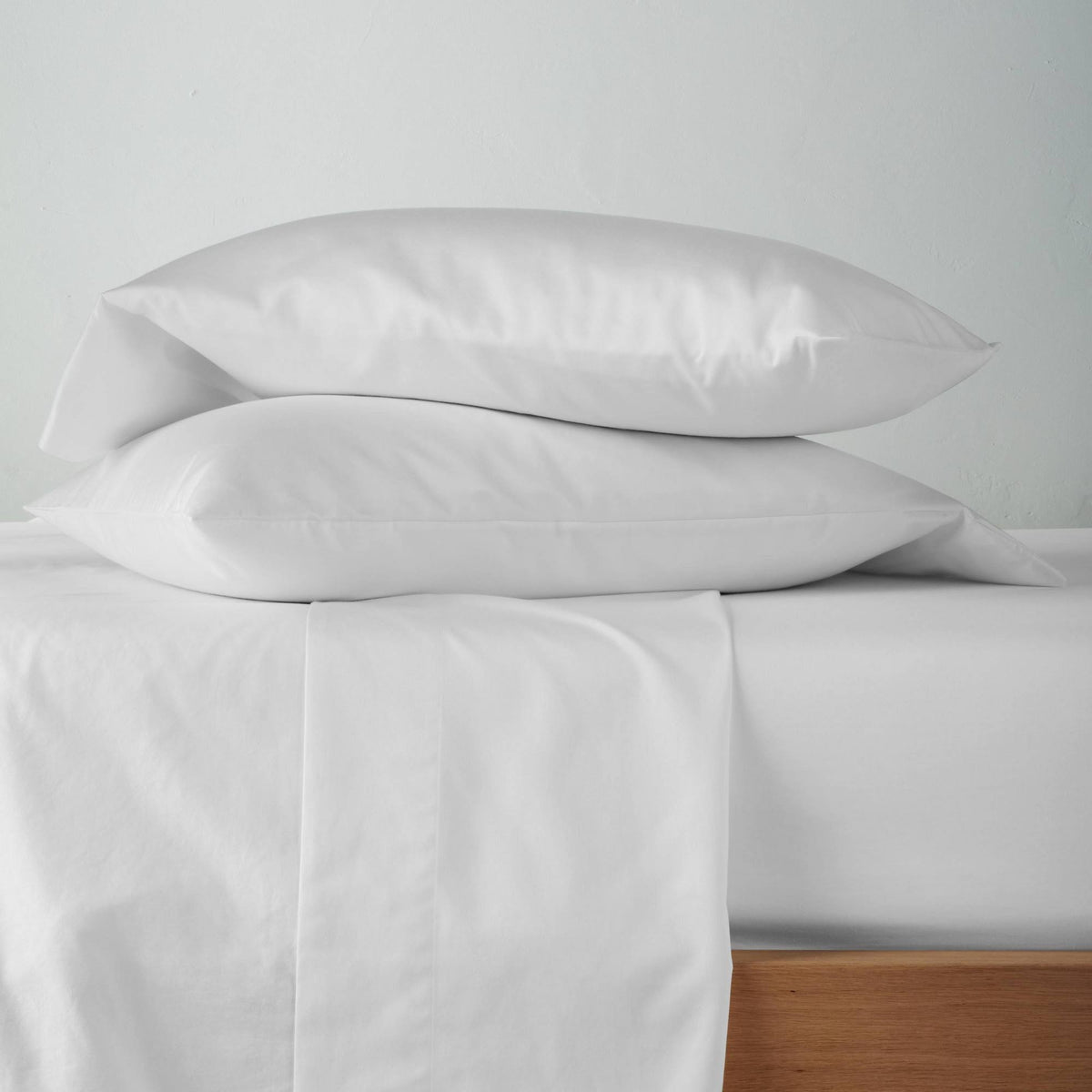 California King 500 Thread Count Washed Supima Sateen Solid Sheet Set White A43116