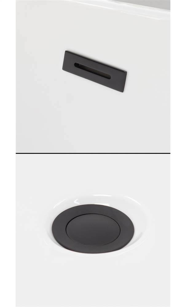 White Freestanding Bathtub with Matte Black Drain and Overflow Trim C5521