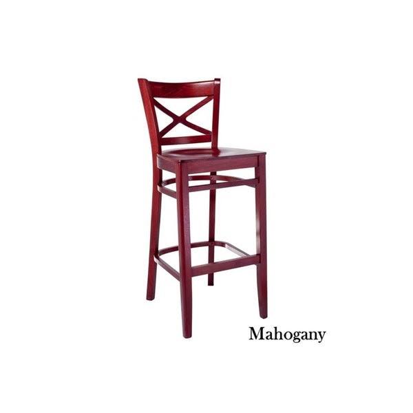 Walnut Cross Back Bar Stool with Wood Seat T890773