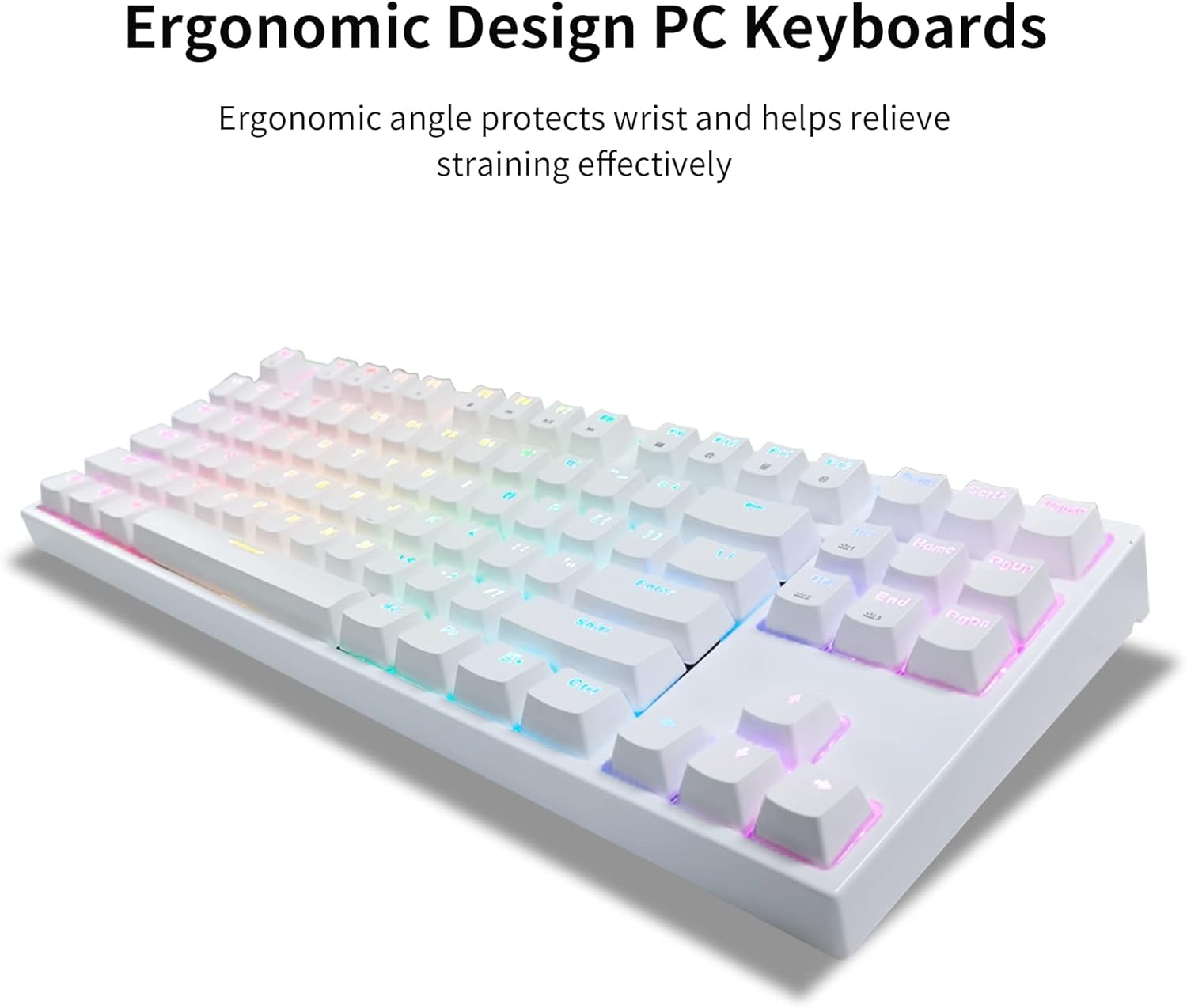 White 87 Keys Wired Mechanical Gaming Keyboard P643