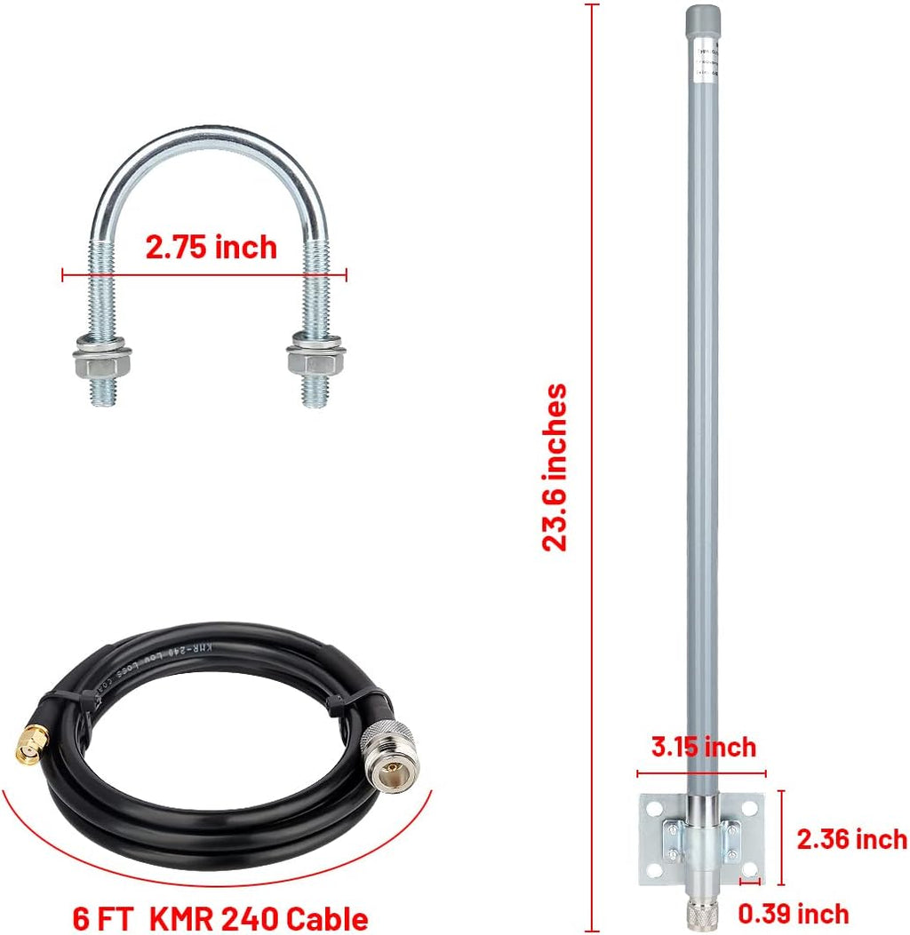 5 dBi LoRa Antenna 915Mhz Outdoor Omni-Directional Antenna with KMR240 Cable Adapter C592