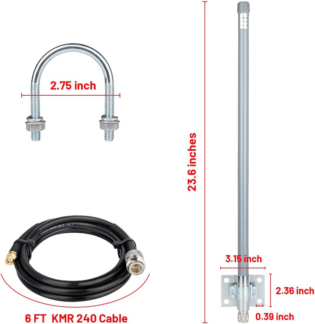 5 dBi LoRa Antenna 915Mhz Outdoor Omni-Directional Antenna with KMR240 Cable Adapter C592
