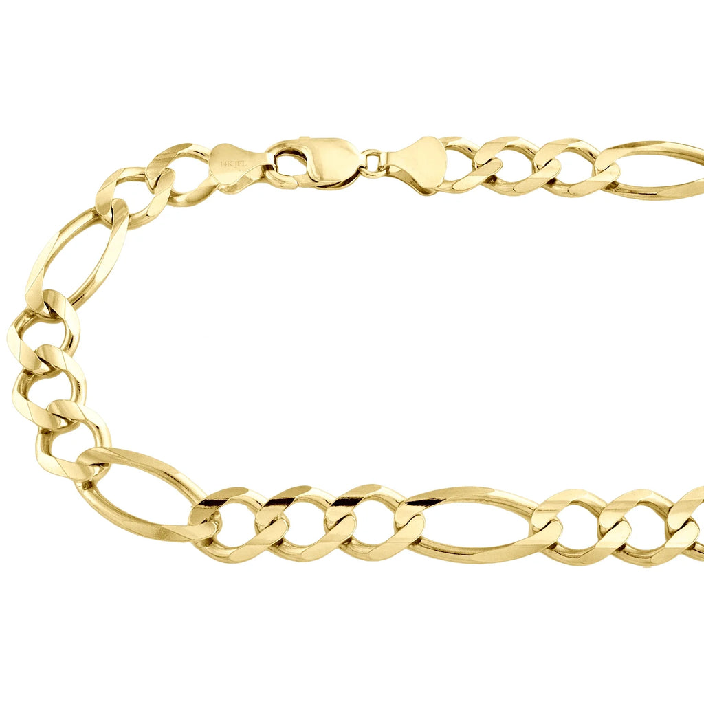 14K Yellow Gold 12mm Solid Figaro Link Chain Necklace 20 Inch V3087