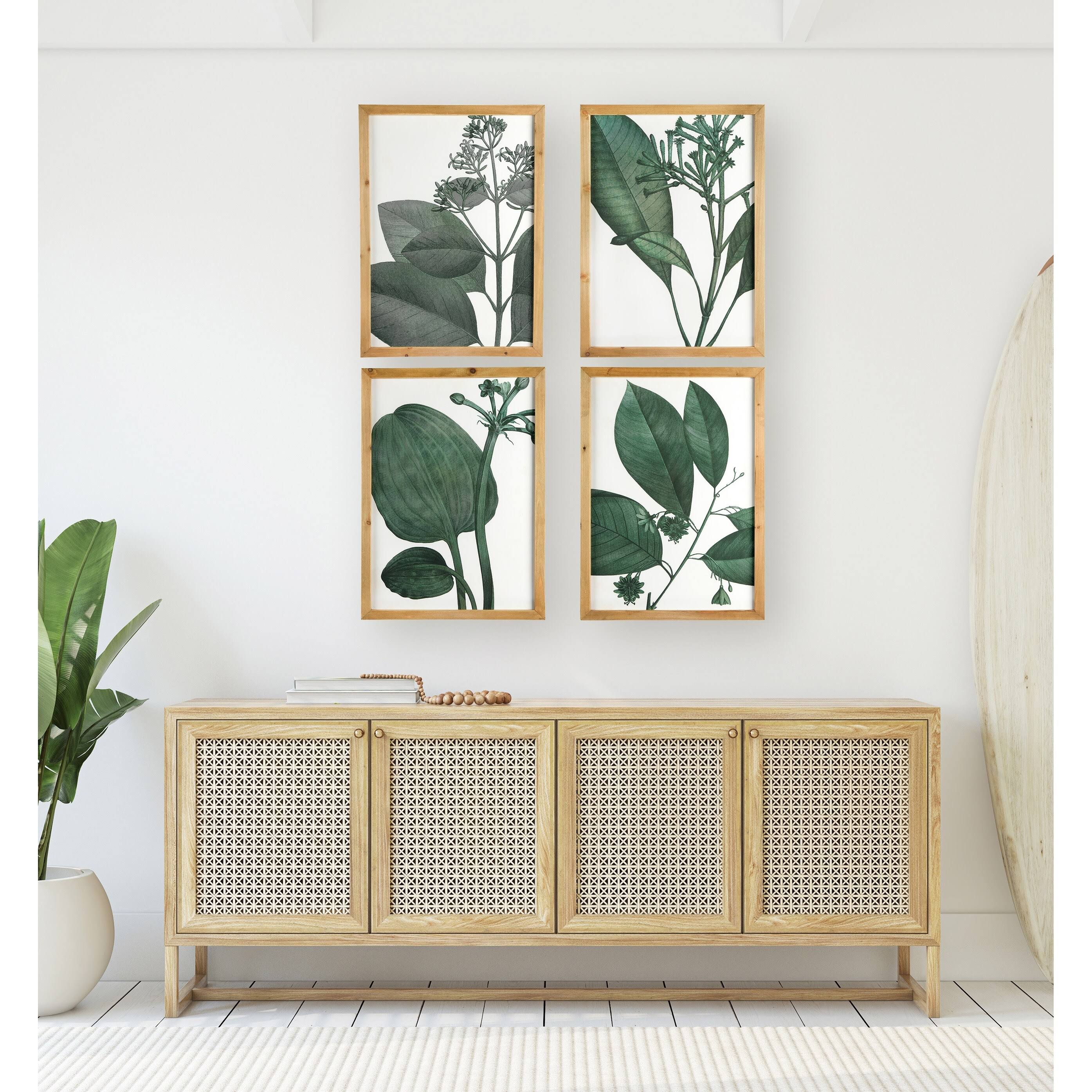 Wood Framed Orange Botanical Wall Decor (Set of 4 Designs) T6489