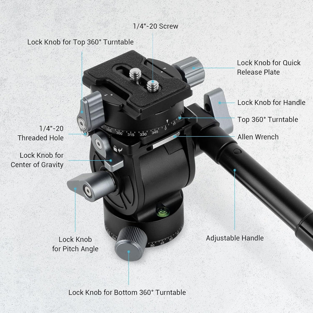 Video Head with Quick Release Plate for Compact Video Cameras and Tripod H97457