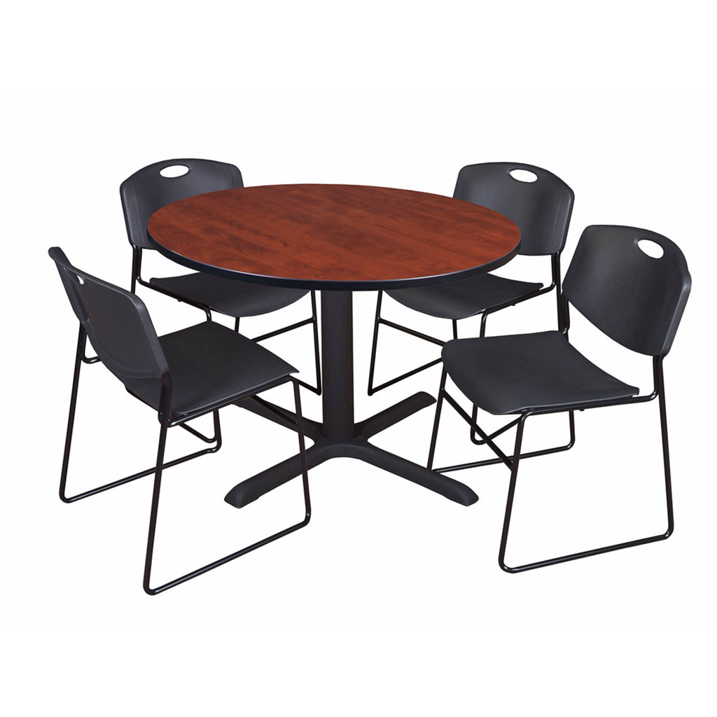 Round Breakroom Table with 4 Stack Chairs Y4245