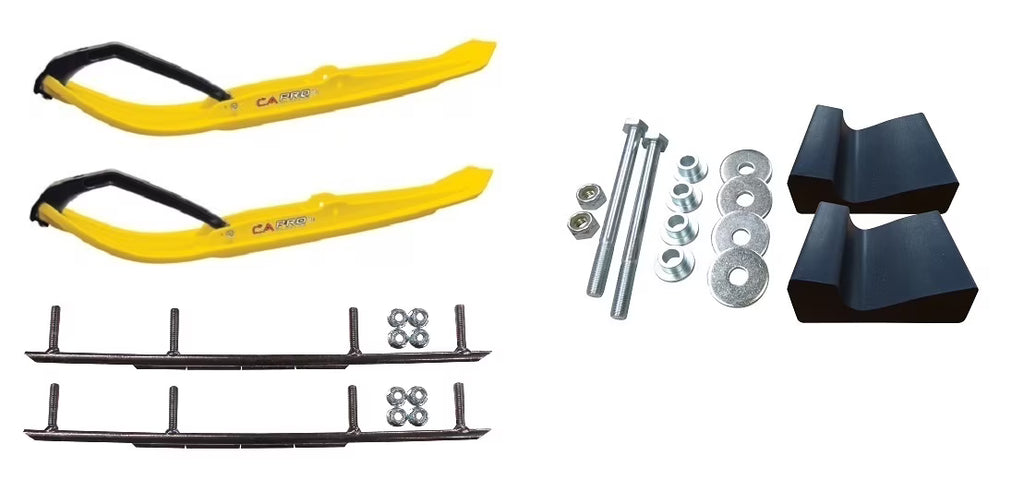 Yellow MTX Snowmobile Skis with 8" Round Bars Complete Kit T4610