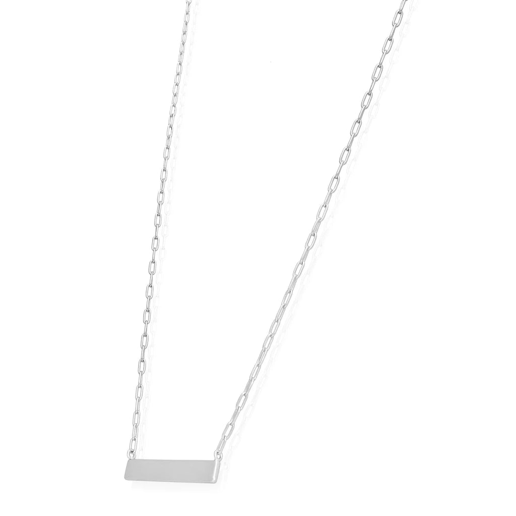 Gold Over Silver Paperclip Bar Pendant Necklace 16"-18" H58213