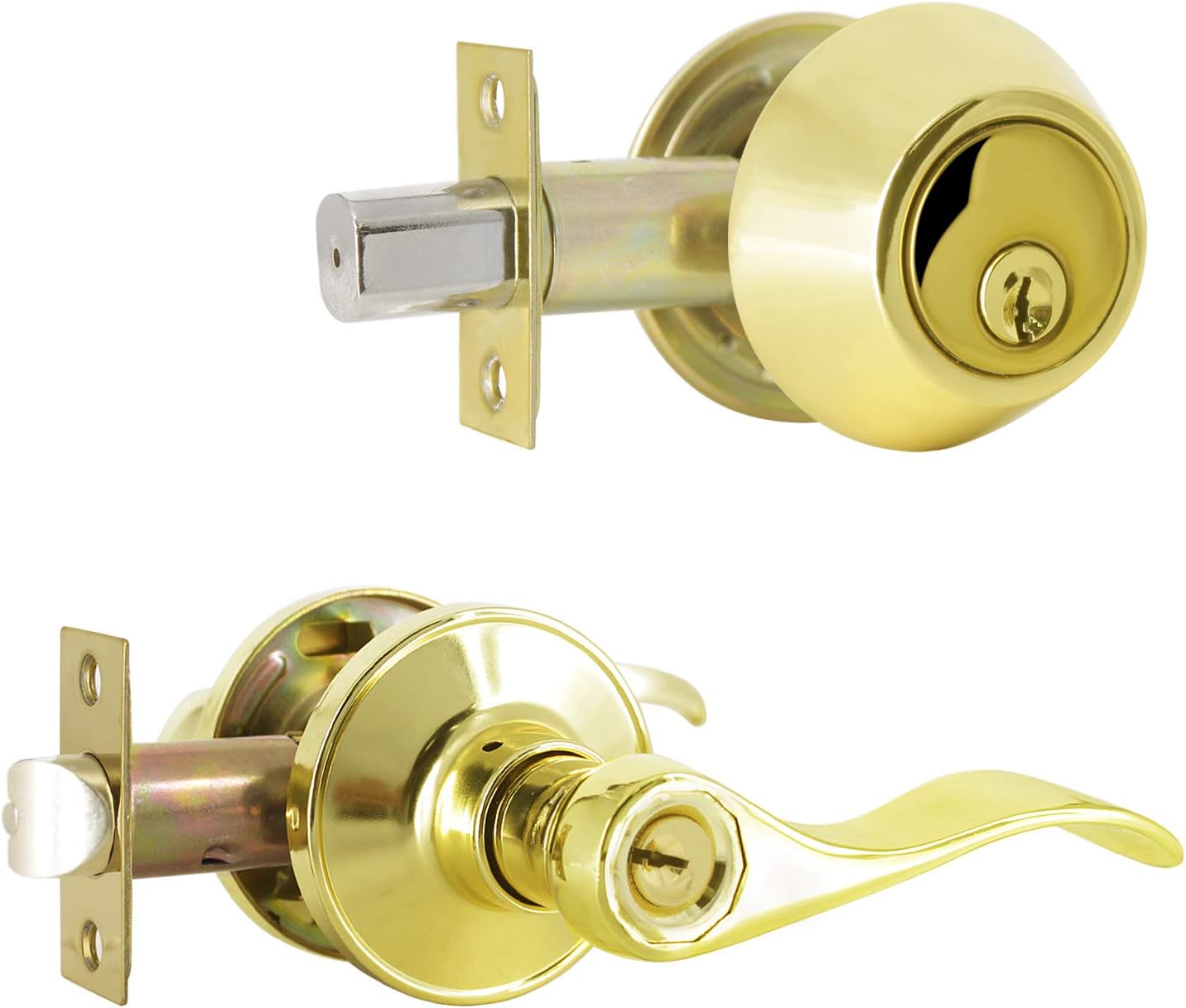 Oil Rubbed Bronze Exterior Entry Lever and Single Cylinder Deadbolt Combo Pack, Keyed Alike Lockset Handleset P274