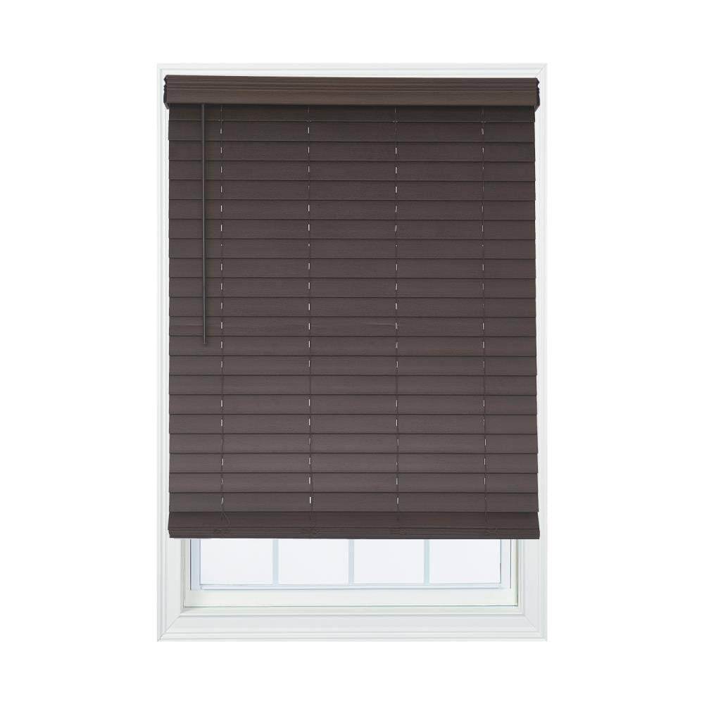 Cordless Brown Faux Wood Room Darkening Horizontal Blinds A891350