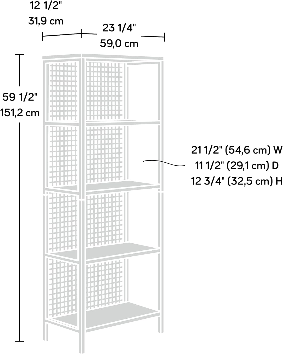 4-Shelf Metal & Wood Bookcase S654