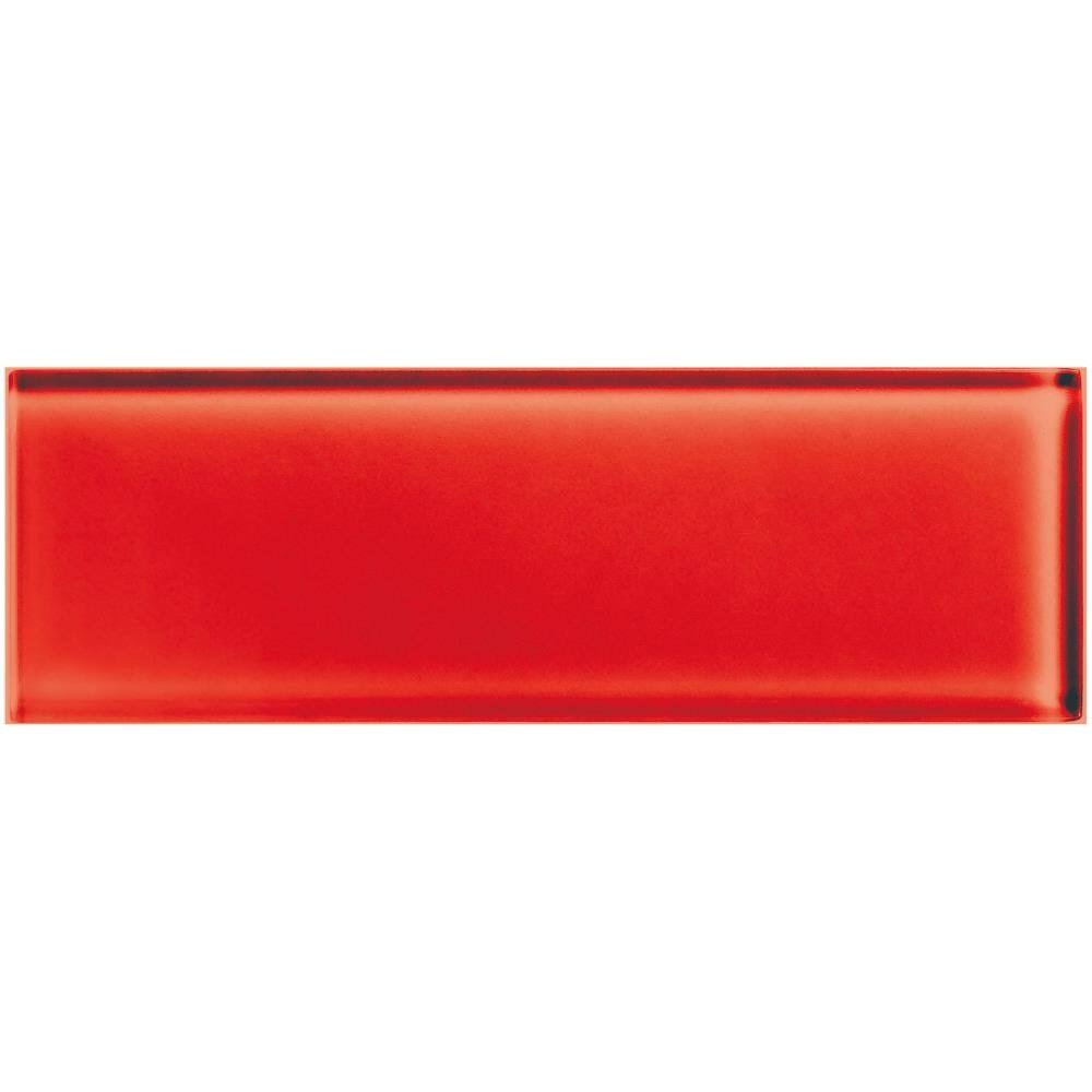 20-Pack Cherry 4-in x 12-in Unglazed Glass Subway Wall Tile E590