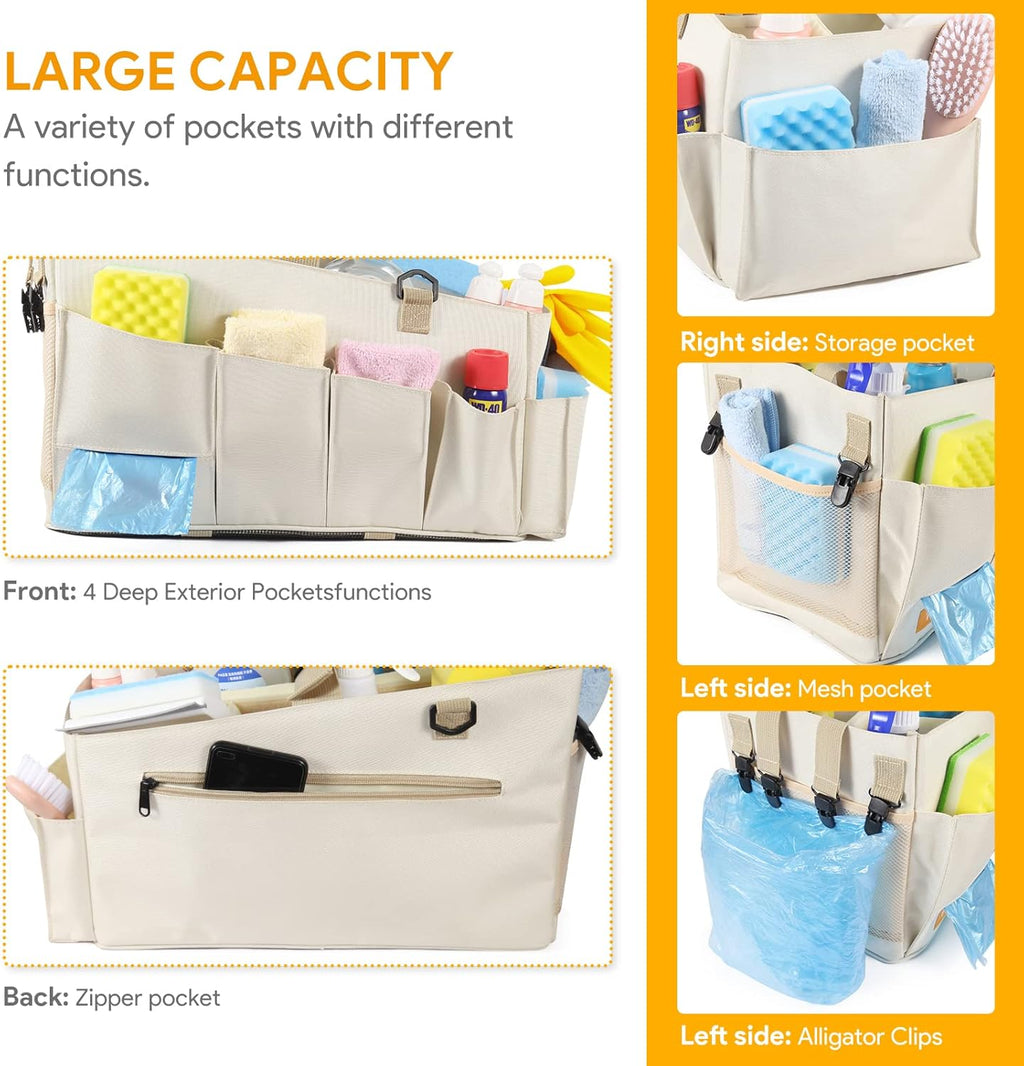 Large Cleaning Caddy Organizer with Handle, 2 in 1 Nesting Bag with Shoulder Strap Z612