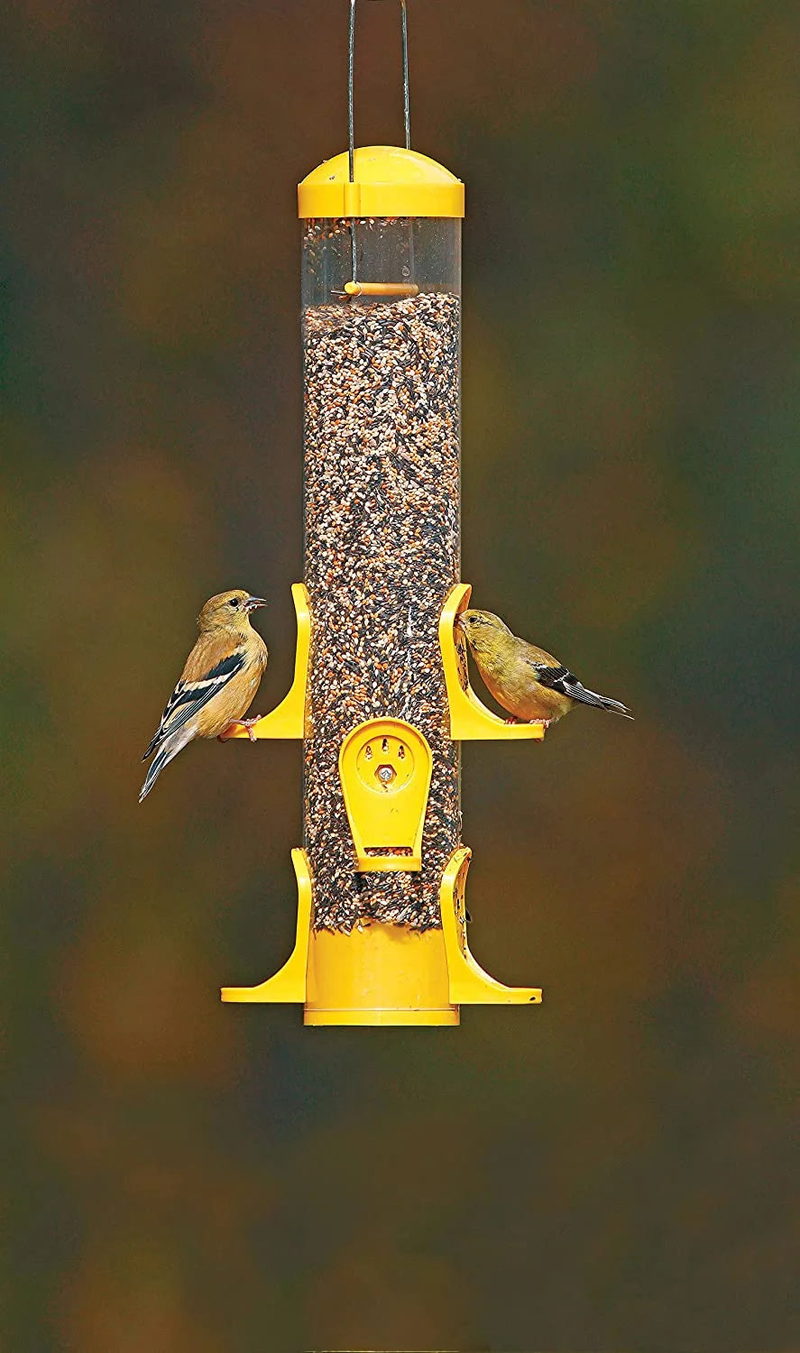 Yellow Six Feeding Ports Tube Finch Bird Feeder Q67056