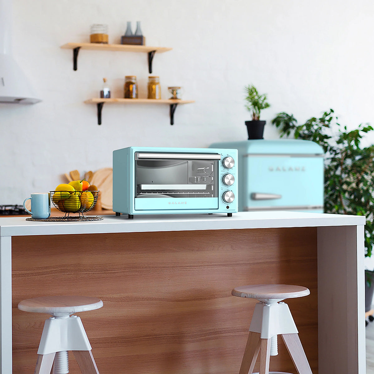 Blue Retro Toaster Oven with Convection, 1500W, 0.9 Cu.Ft W660273