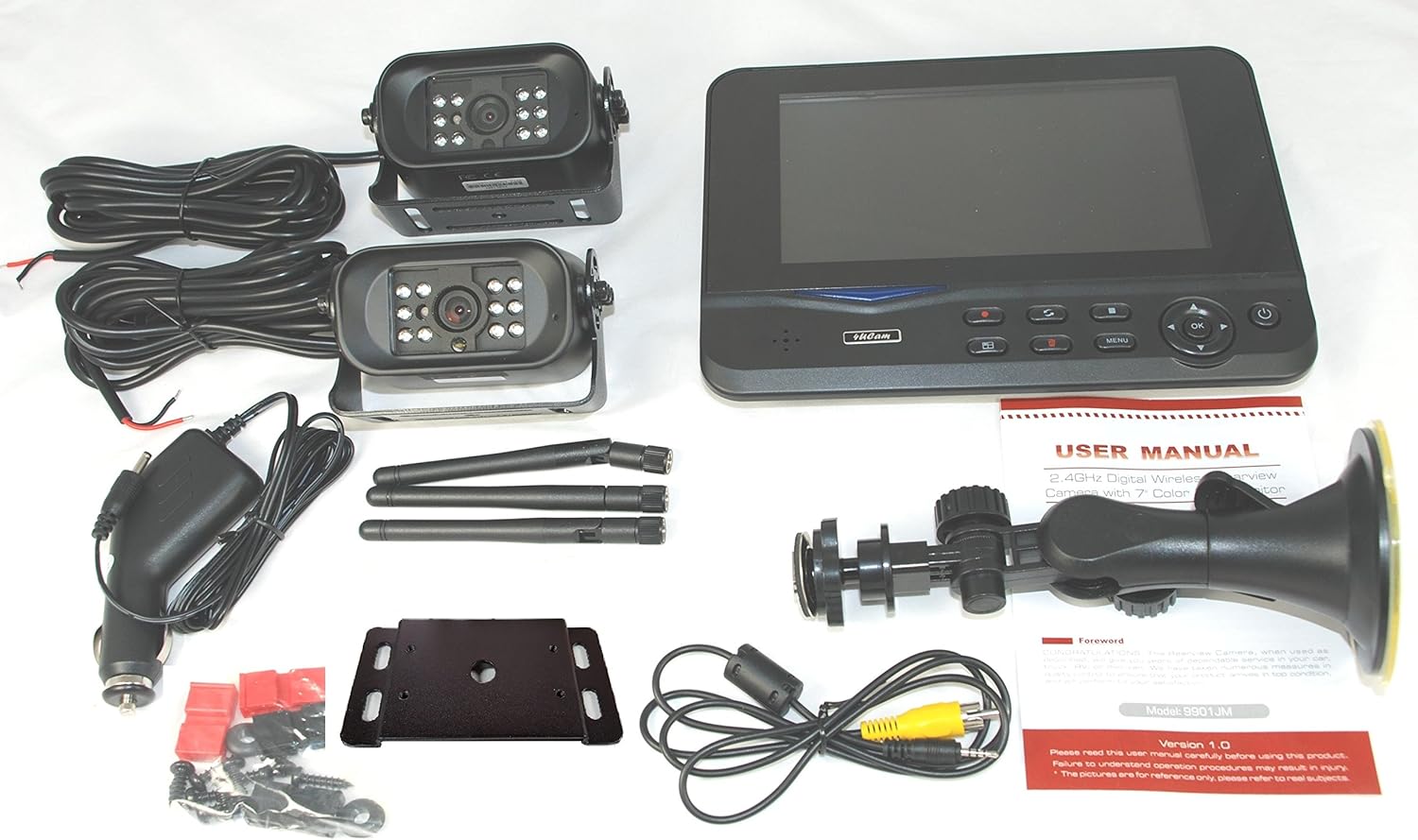 Digital Wireless Camera with 7 Monitor Quad-View and Adapter for RV C614