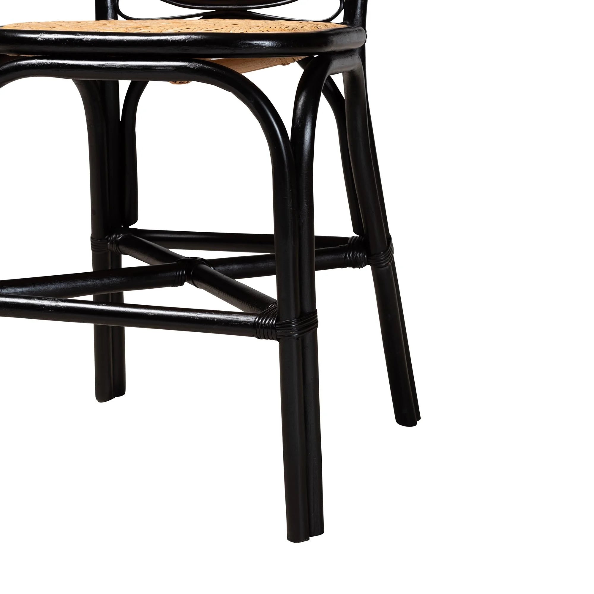 Two-Tone Black and Natural Brown Rattan Counter Stool A8227