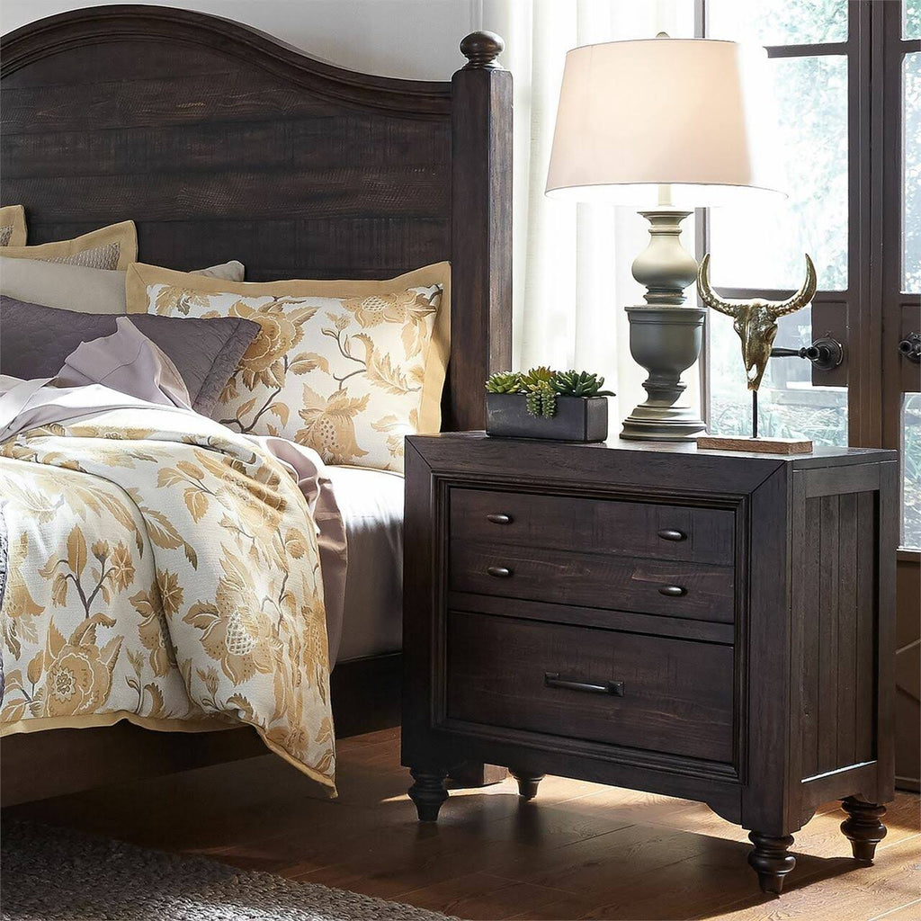 2 Drawer Nightstand, Dark Brown F34532