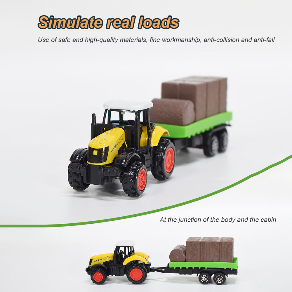 1:64 3PCS Die-Cast Metal Farm Tractors Truck and Trailers Set Toy G58919