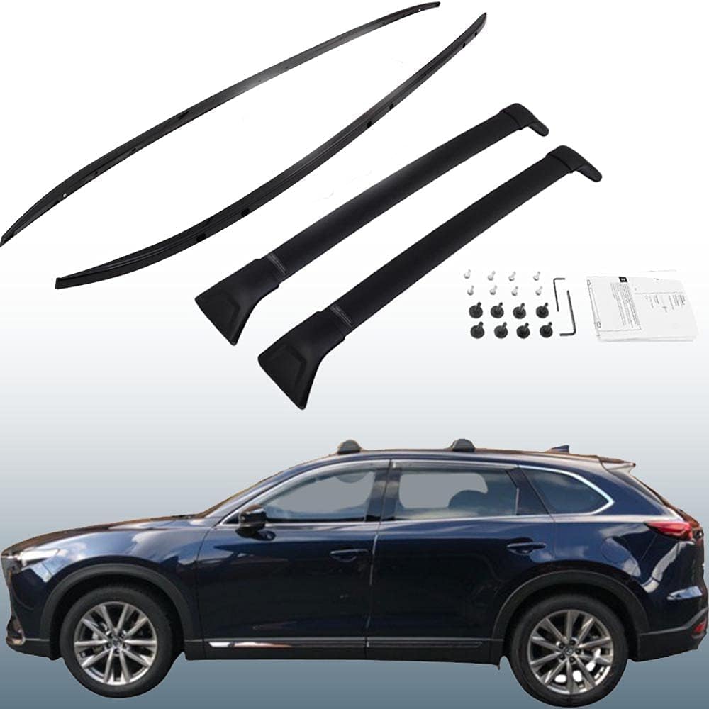 Roof Rail Rack & Cross Bar for Mazda CX-9 2016-2022, All Black V536628